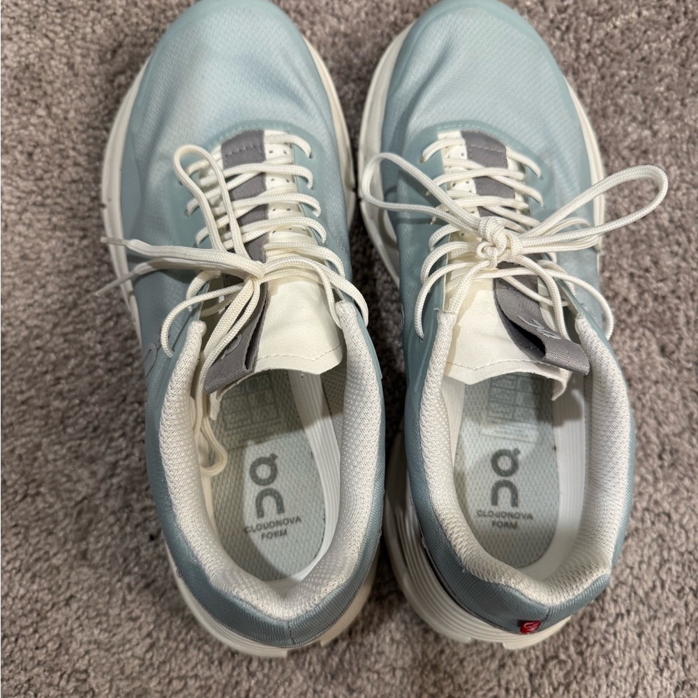 On Cloudnova Running Shoes in Light Blue and White